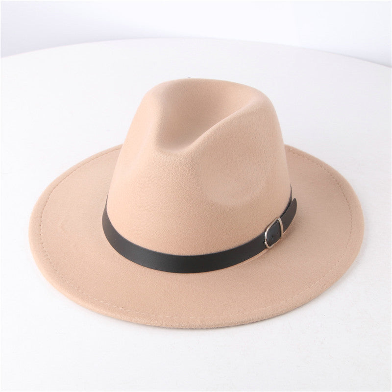 American Retro Western Knight Hat Men's Top Hat Spring and Autumn Jazz Hat Women's British Casual High-End Large-Brimmed Woolen Hat Women's
