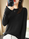 New Autumn and Winter Round Neck Knitwear Women's Pullover Knitwear Pure Color Long-Sleeved Women's Thin Inner Wear Outer Bottoming Shirt Korea