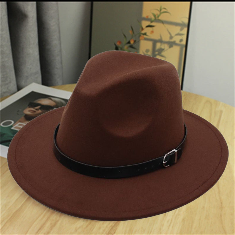 2026 New Style Western Cowboy Hat Ethnic Style Bull Logo Rolled Brim Vintage Riding Hat Large Brim Wool Felt Hat Trendy