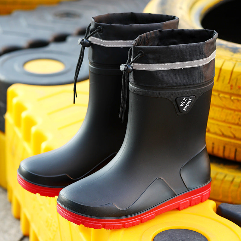 Cross-border Rain Boots Korean Fashionable All-match Men's Rain Boots Waterproof Non-slip Fishing Car Washing Work Rubber Shoes