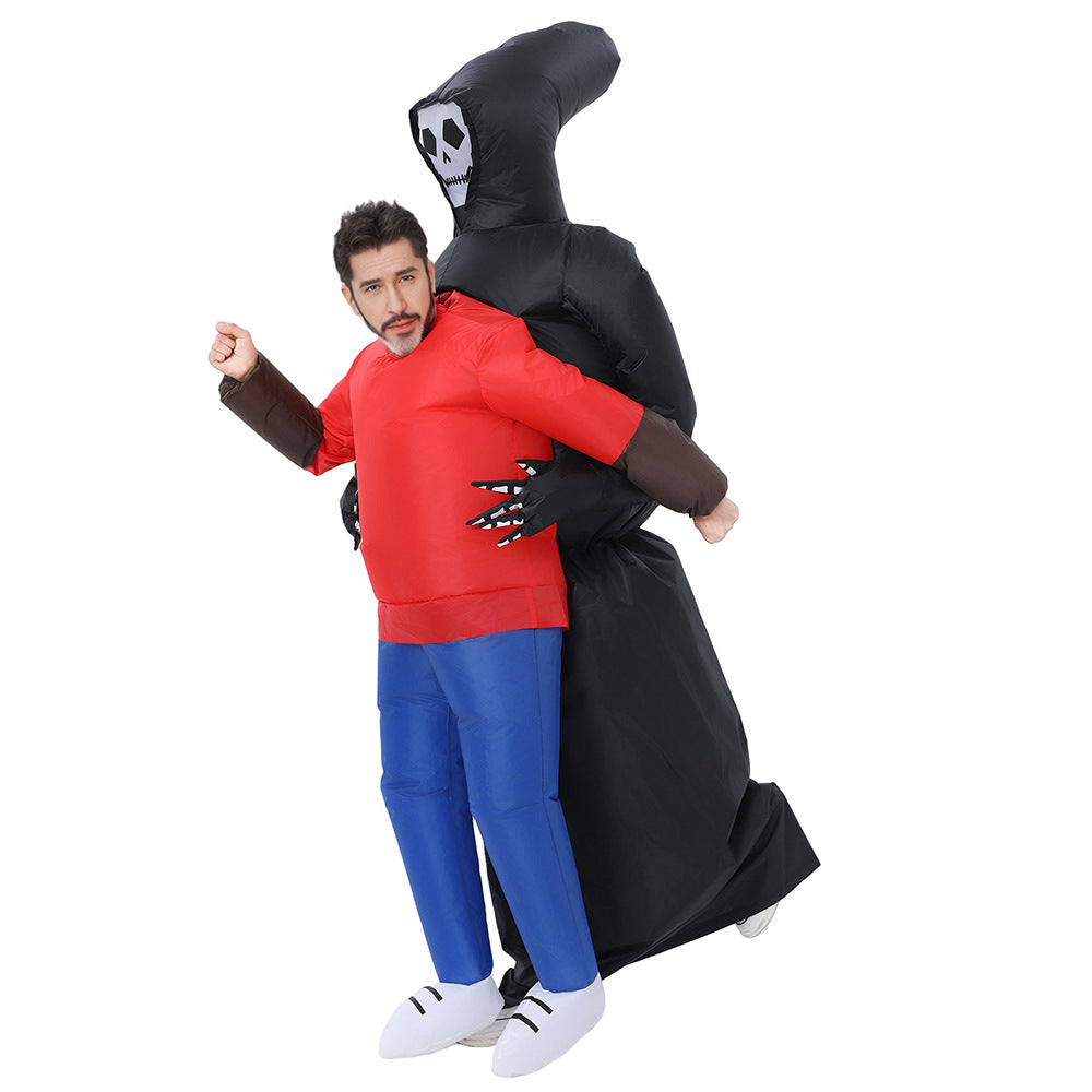 Cross-border tremolo with funny ghost hugging inflatable clothing adult Halloween funny props costume dress suit