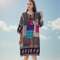 Summer Cross-Border Women's Cotton Silk Floral Dress Women's Ethnic Style Skirt Retro Thai Style Mother's Dress Women's Skirt