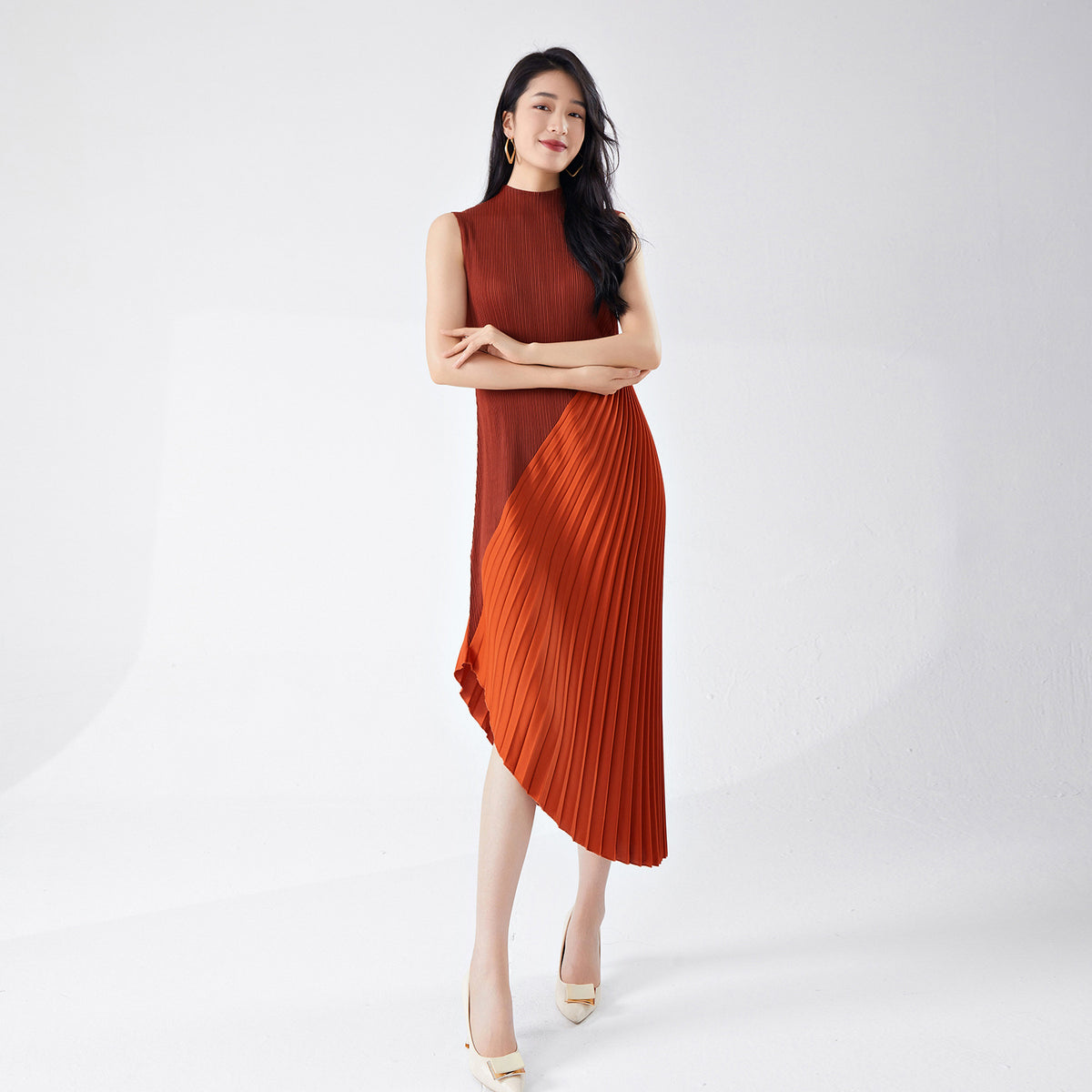 Pleated Skirt Work Clothing High-End Women's Summer New Style Asymmetrical Splicing Elegant Dress Skirt Dress Fashionable