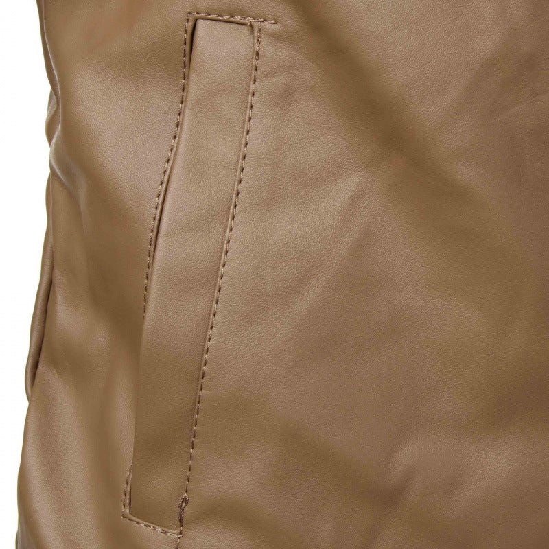 Cross-Border E-Commerce Foreign Trade Men's Clothing Plus Size Leather Jacket for Big and Tall Men, Winter Men's Pu Leather Jacket, Baseball Leather Jacket, 4 Color Options