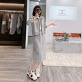 2025 Early Autumn Baseball Suit Women's Zipper Jacket with Mid-Length Skirt Fashionable Tall and Slim Big Long Leg suit Women