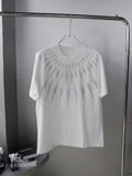 23 Large Edition Heavy-Duty Rhinestone Front and Back Lightning Design Unisex Loose Short-Sleeve T-Shirt Plus Size for Big and Tall Versatile Pure Cotton