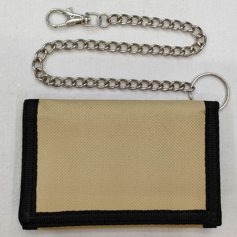 Folding anti-theft chain men's coin purse cross-border black three-fold small wallet zipper key chain card pocket