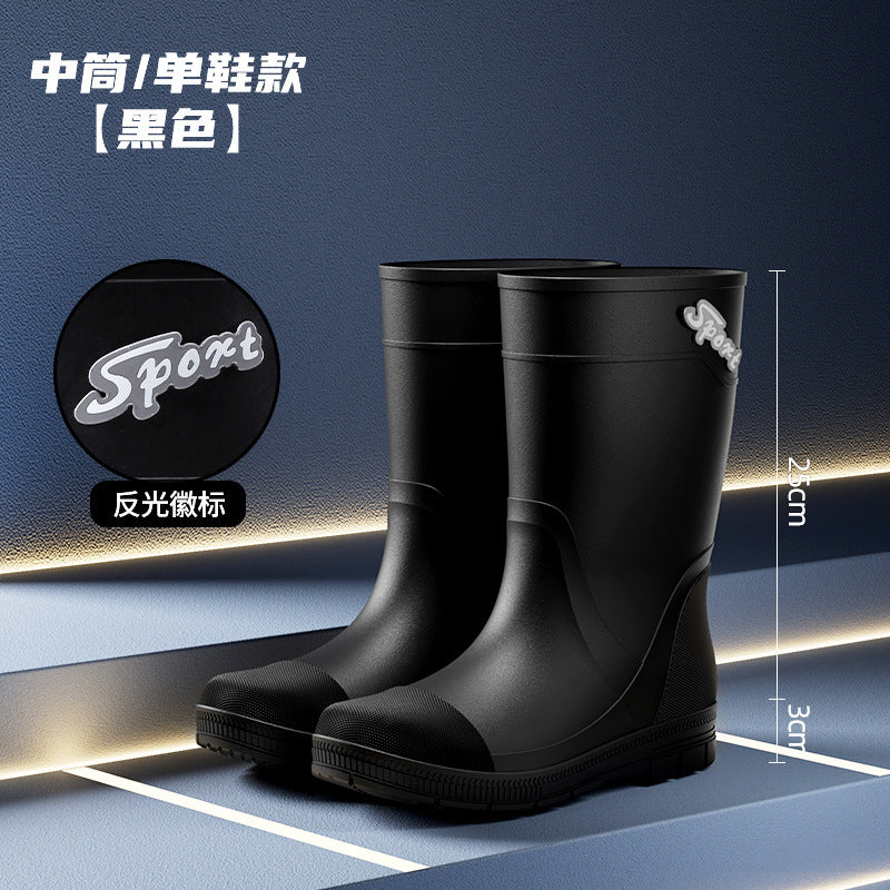 Rain boots wear men's high tube labor waterproof non-slip rubber shoes fishing water shoes high tube site wear-resistant long tube wholesale