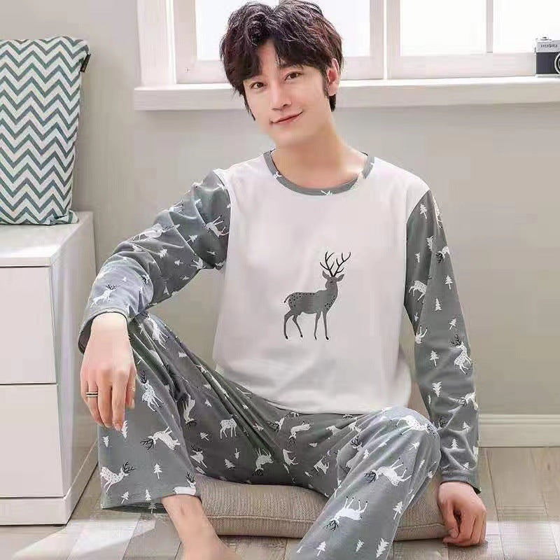 Pajamas for Men Spring and Autum Long-Sleeved Men's 2025 New Autum Imitation Cotton Men's Large Size Summer Home Wear Set