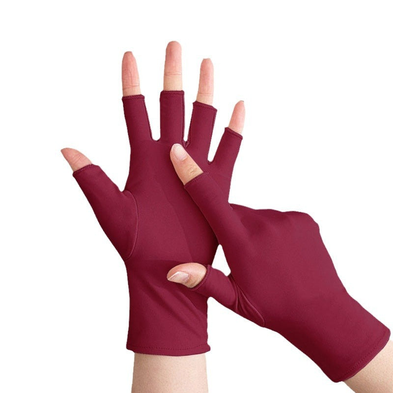 Half-Finger Gloves, High-End, Simple, Cycling and Driving, Touch Screen, Men's Loose Ice Silk Sunscreen, Two-Finger Women's Summer Manicure