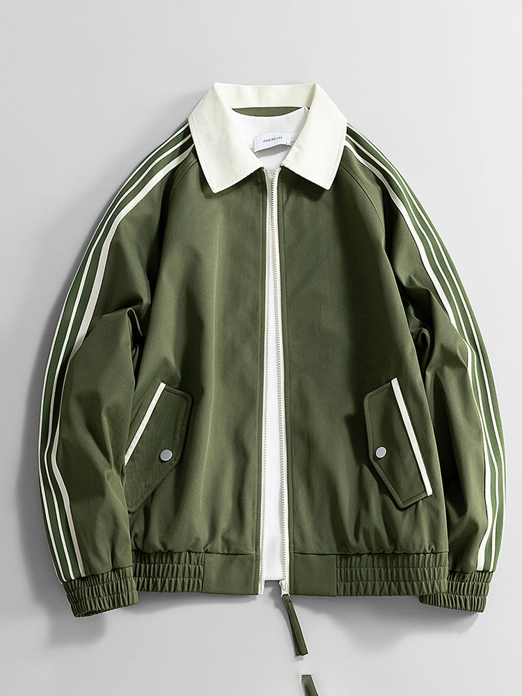 Plus-Size American-Style Workwear Jacket for Men, New Spring/Autumn Loose Fit Sports Jacket for Big and Tall Individuals, Versatile Trendy Top