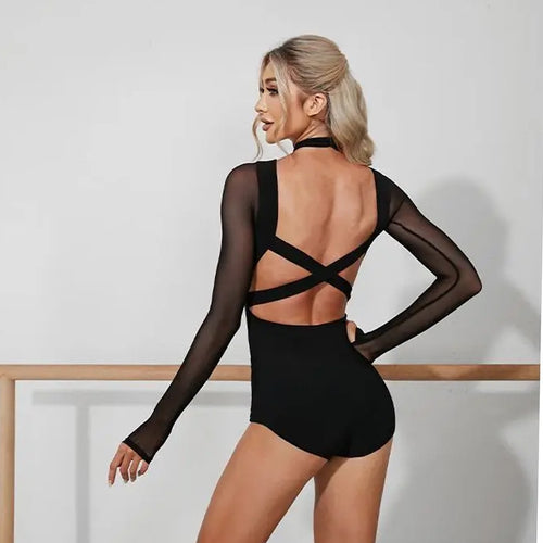 2025 spring and summer new mesh stitching jumpsuit European and American women's sexy stretch tight jumpsuit cross-border e-commerce