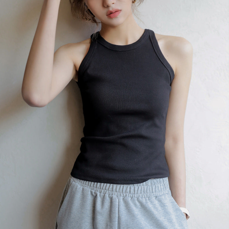 Internet Celebrity Short Black Bottoming Threaded Camisole Women's Summer Inner Sleeveless Design Outer Top Trbottomy Small