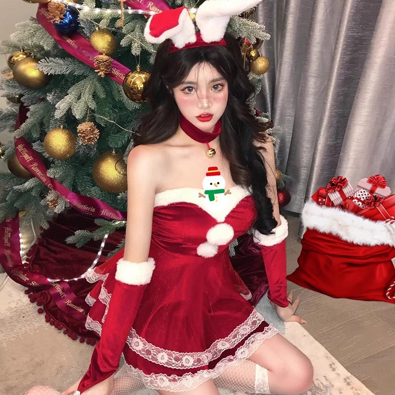 Christmas Theme Bunny Cos Uniform Night Performance Costume Sexy Pure Halloween Bunny cosplay