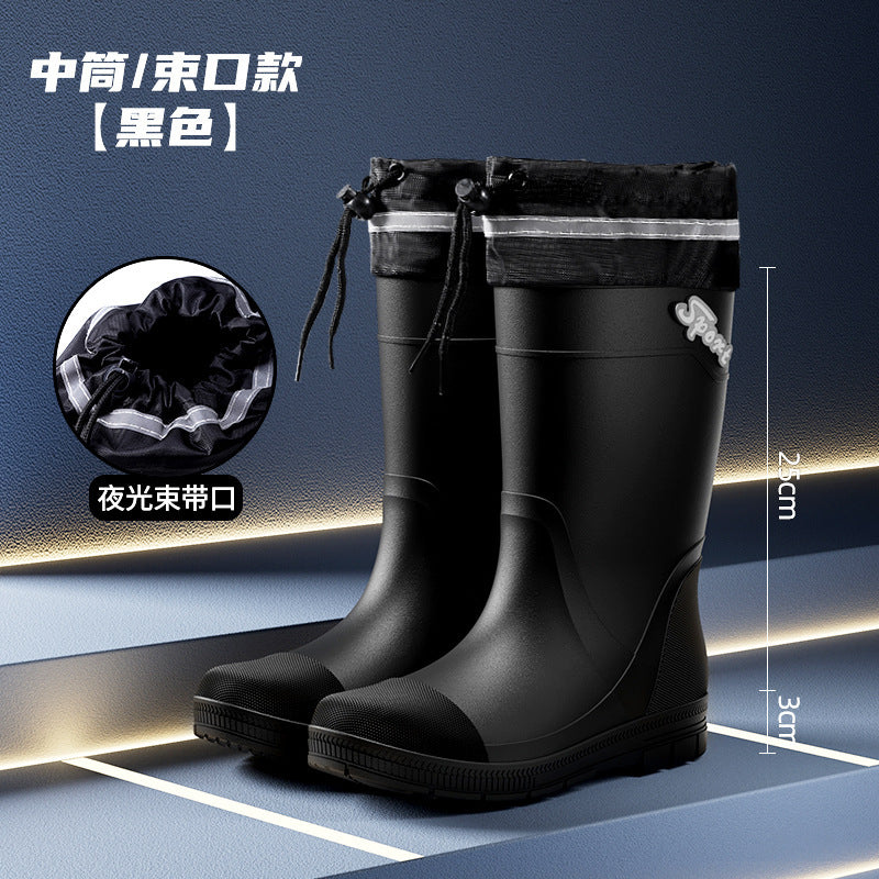 Rain boots wear men's high tube labor waterproof non-slip rubber shoes fishing water shoes high tube site wear-resistant long tube wholesale