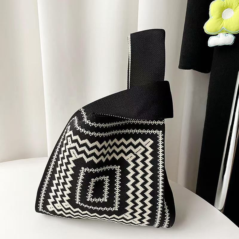 Souvenir Tote Bag, Large Capacity Small Bag for Women, Color-Blocked Knitted Tote Bag, Storage Bag, Versatile Handbag
