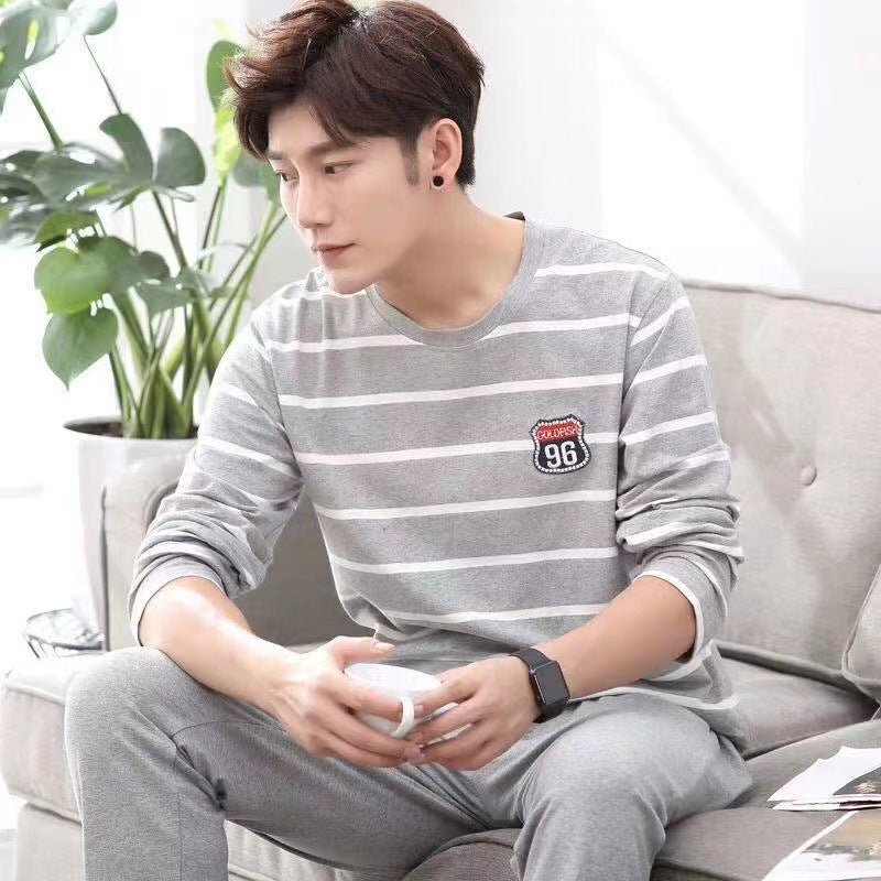 Pajamas for Men Spring and Autum Long-Sleeved Men's 2025 New Autum Imitation Cotton Men's Large Size Summer Home Wear Set