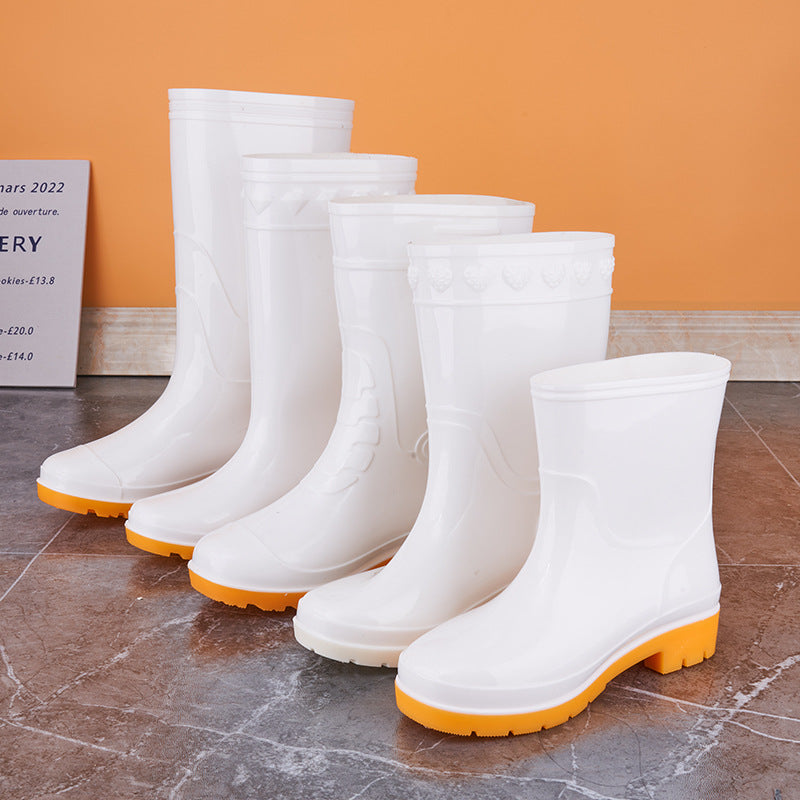White Rain Boots Food Factory Work Rain Boots Non-slip Food Hygienic Boots Oil-proof Acid and Alkali Resistant Chef Water Shoes Labor Protection Shoes