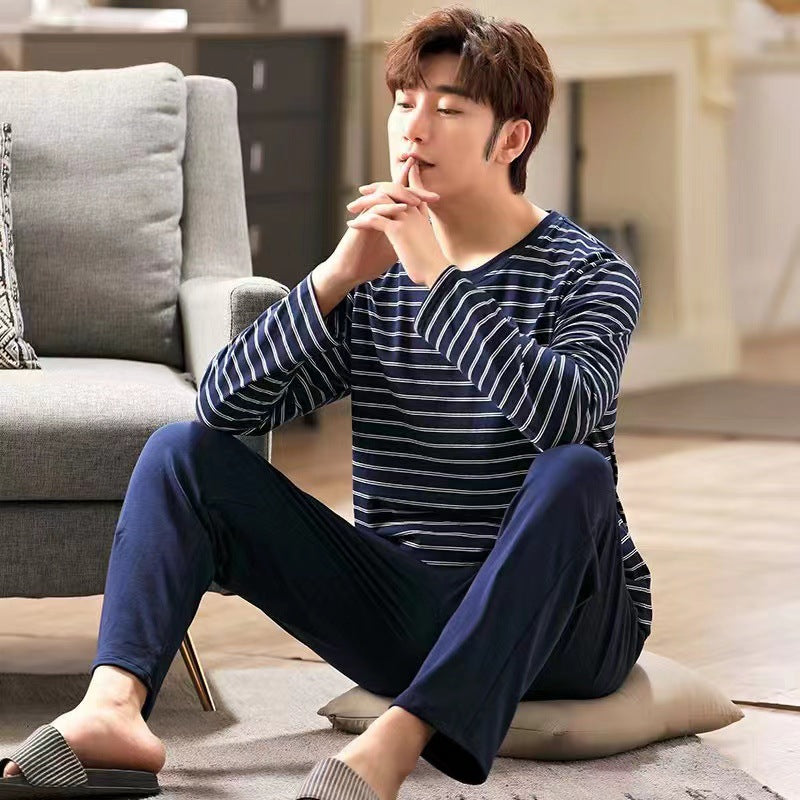 Pajamas for Men Spring and Autum Long-Sleeved Men's 2025 New Autum Imitation Cotton Men's Large Size Summer Home Wear Set