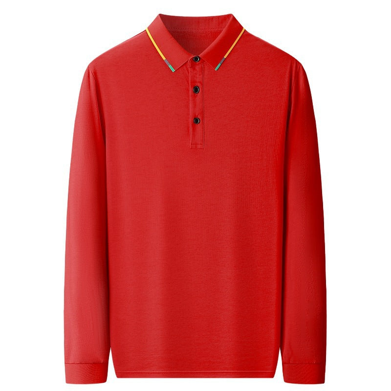 Big Red Long-Sleeved T-Shirt for the Year of Birth, Autum Thin Top for Middle-Aged Men, Middle-Aged and Elderly Men's Mercerized Cotton Daddy Wear