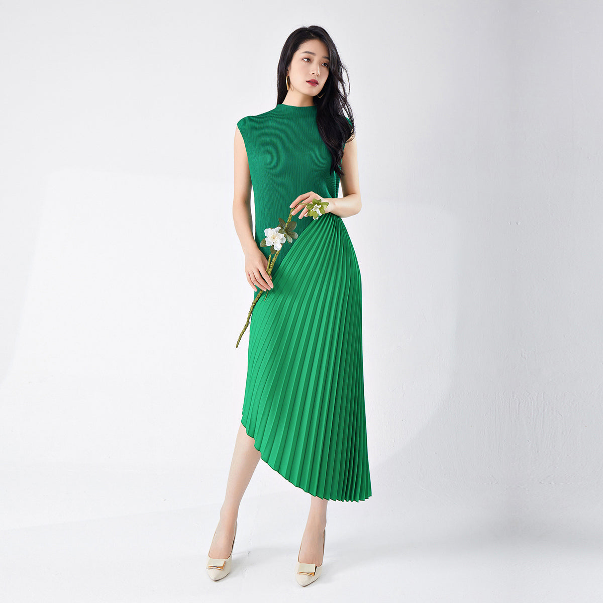 Pleated Skirt Work Clothing High-End Women's Summer New Style Asymmetrical Splicing Elegant Dress Skirt Dress Fashionable