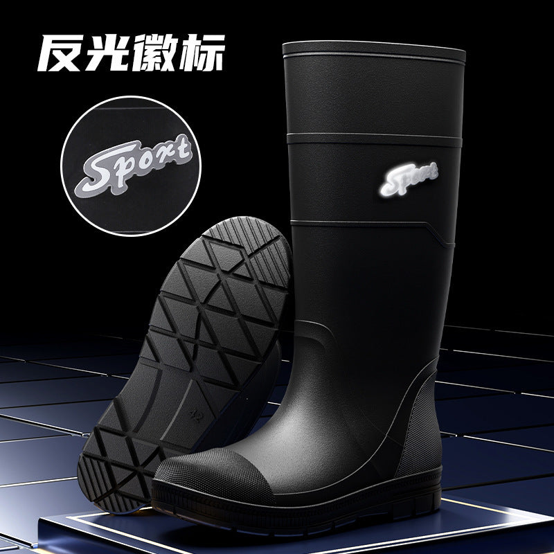 Rain boots wear men's high tube labor waterproof non-slip rubber shoes fishing water shoes high tube site wear-resistant long tube wholesale