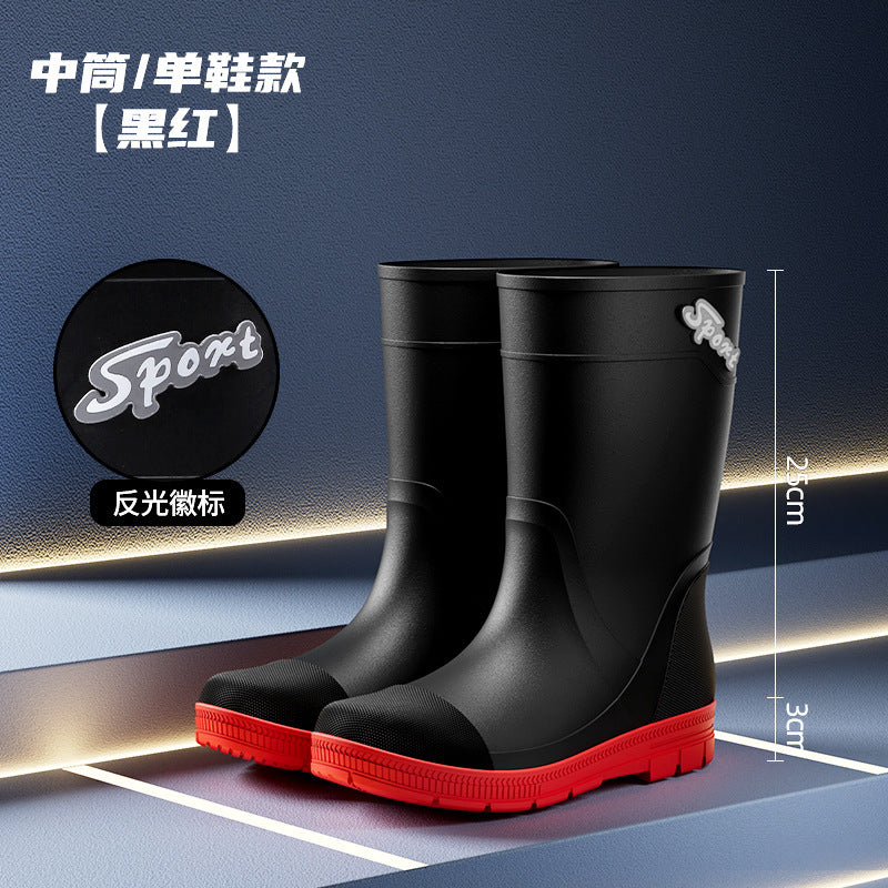 Rain boots wear men's high tube labor waterproof non-slip rubber shoes fishing water shoes high tube site wear-resistant long tube wholesale