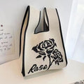 Souvenir Tote Bag, Large Capacity Small Bag for Women, Color-Blocked Knitted Tote Bag, Storage Bag, Versatile Handbag