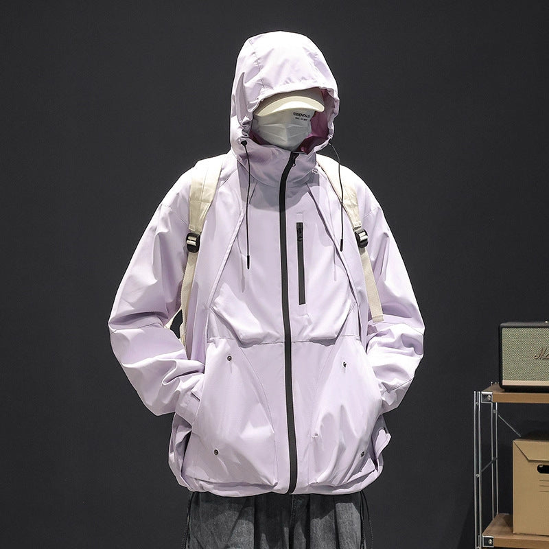 Plus Size Men's Loose Trendy Windproof Work Jacket for Spring and Autumn, Casual Oversized Jacket for Big and Tall Men