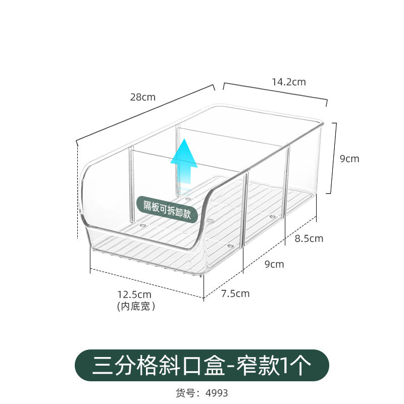 Desktop Storage Box Narrow Long Rectangular Acrylic Transparent Sundries Snack Drawer Divider Box Gap Storage Box