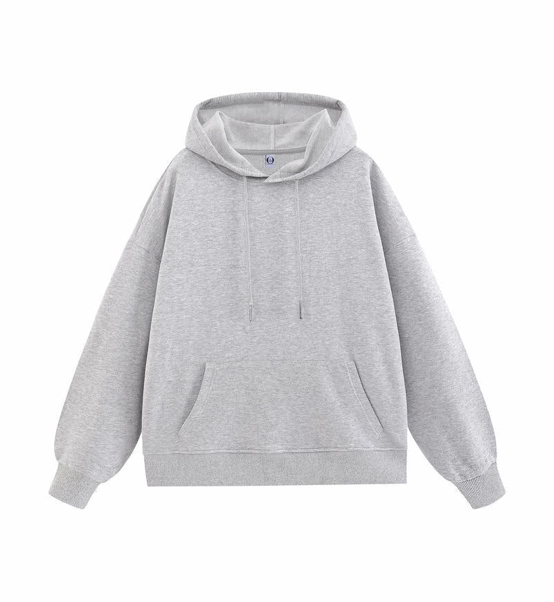 American fashion brand 260g pullover casual loose hooded sweater dopamine solid color heavy shoulder hoodie in spring and autumn