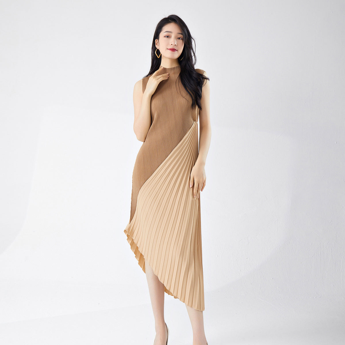 Pleated Skirt Work Clothing High-End Women's Summer New Style Asymmetrical Splicing Elegant Dress Skirt Dress Fashionable
