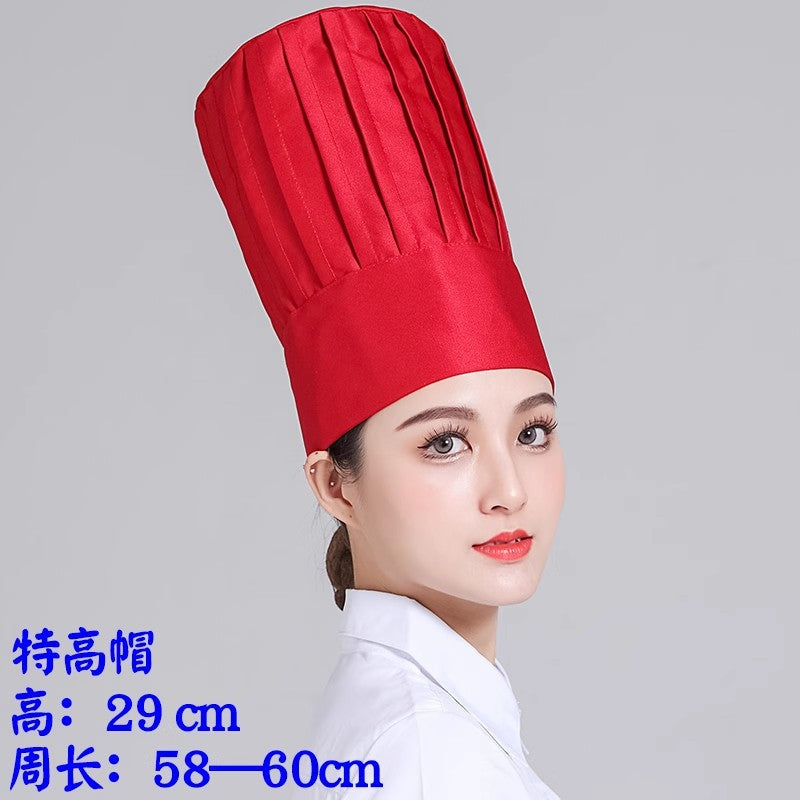 Extras High Chef Hat Men's Catering Work Hat White Mushroom Hat High Hat Special Oil Smoke-proof Cloth Hat for Hotel Kitchen
