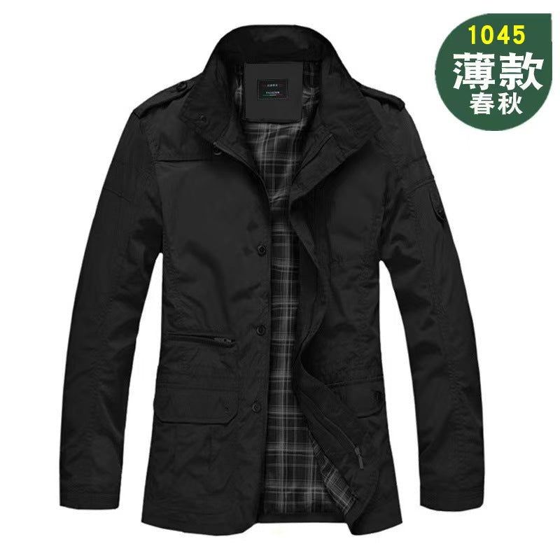 Cross-Border Foreign Trade Men's Spring and Autumn Fashion Versatile Plus-Size Business Casual Stand Collar Jacket for Big and Tall Men