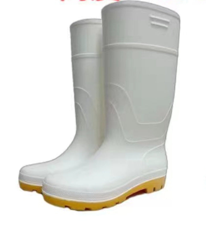 White Rain Boots Food Factory Work Rain Boots Non-slip Food Hygienic Boots Oil-proof Acid and Alkali Resistant Chef Water Shoes Labor Protection Shoes