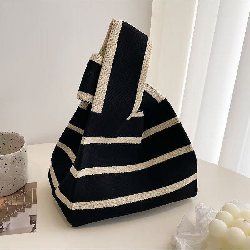 Souvenir Tote Bag, Large Capacity Small Bag for Women, Color-Blocked Knitted Tote Bag, Storage Bag, Versatile Handbag