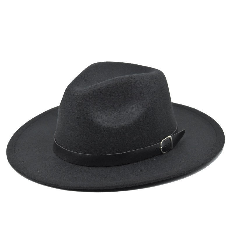American Retro Western Knight Hat Men's Top Hat Spring and Autumn Jazz Hat Women's British Casual High-End Large-Brimmed Woolen Hat Women's