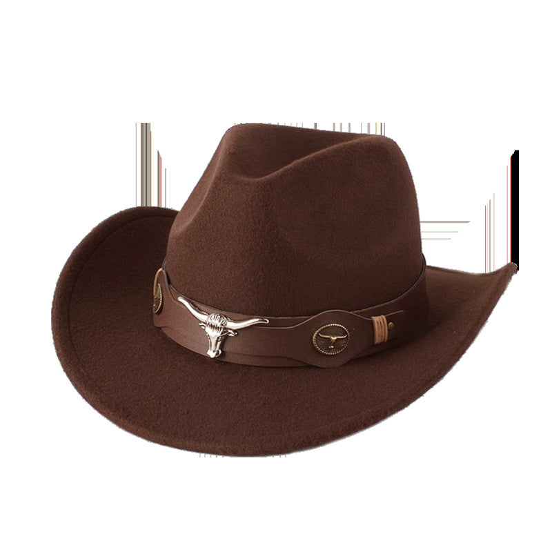 American Retro Western Knight Hat Men's Top Hat Spring and Autumn Jazz Hat Women's British Casual High-End Large-Brimmed Woolen Hat Women's