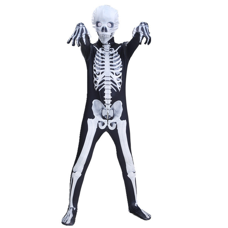 Halloween clothes spoof skeleton jumpsuit cosplay skeleton horror toy game parent party costume