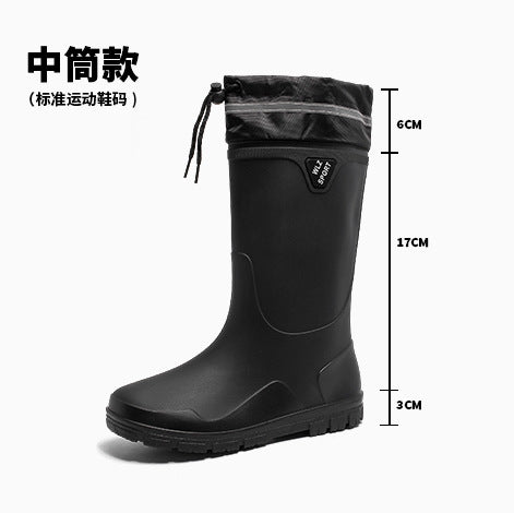 Cross-border All-match Men's Korean-style Fashionable Rain Boots Waterproof Non-slip Outer Wear Rain Boots Fishing Car Washing Working Rubber Shoes