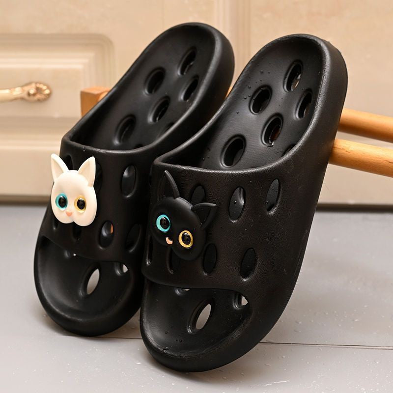Bathroom Bath Slippers Women's Cartoon Eyes New Summer Home Dormitory Hotel Anti-slip Water Leakage Quick-drying Sandals for Men