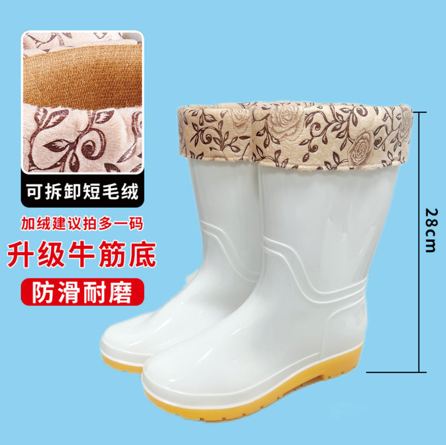 White Rain Boots Food Factory Work Rain Boots Non-slip Food Hygienic Boots Oil-proof Acid and Alkali Resistant Chef Water Shoes Labor Protection Shoes