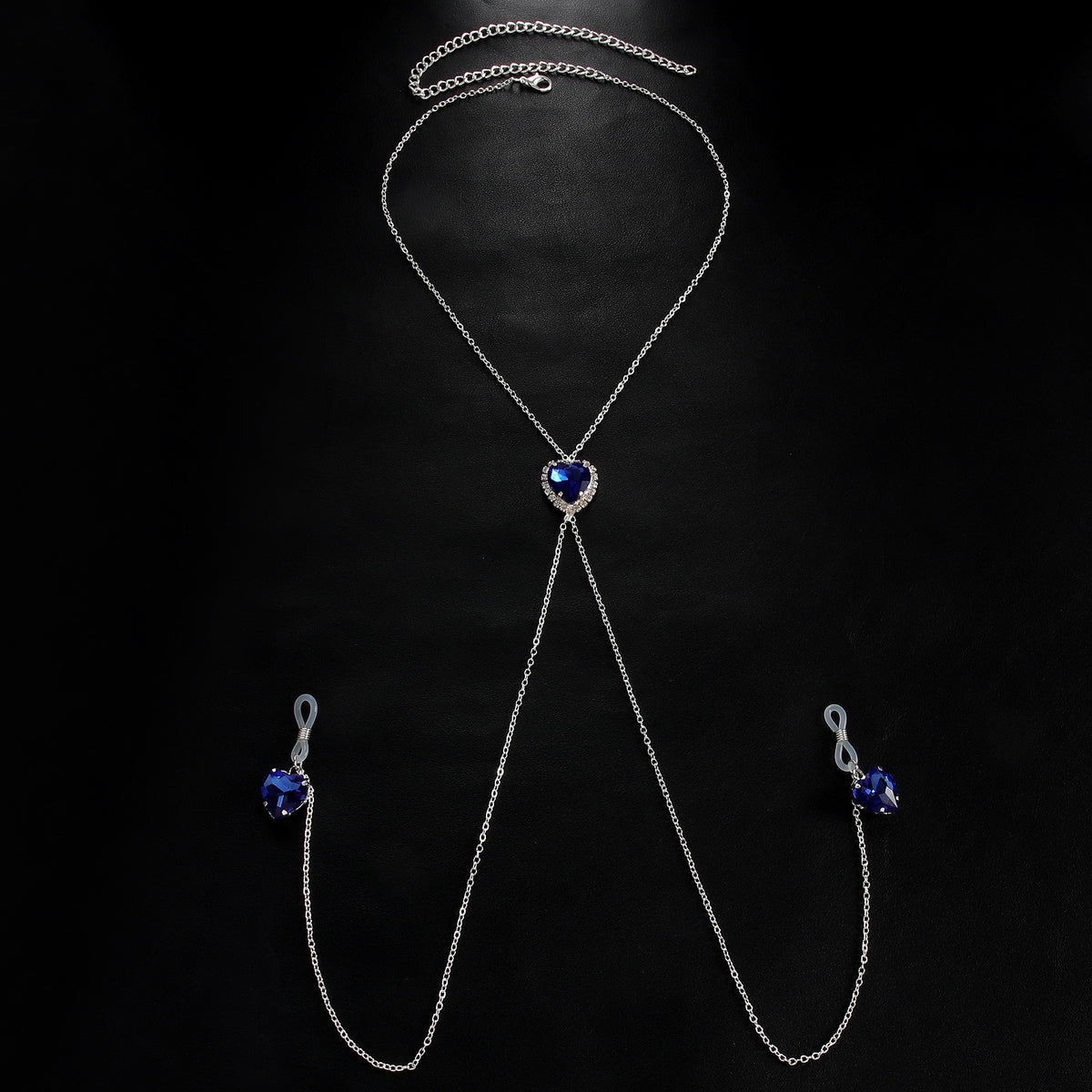 Cross-Border New Heart Crystal Pendant Nipple Chain Chest Chain European and American Sexy Nipple Clamp Body Chain Female Body Chain