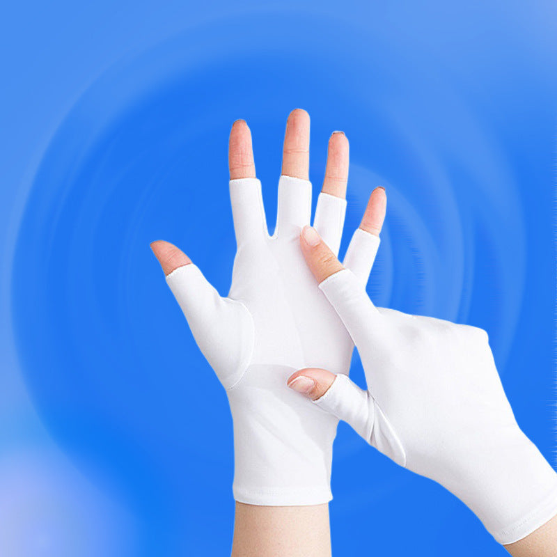 Half-Finger Gloves, High-End, Simple, Cycling and Driving, Touch Screen, Men's Loose Ice Silk Sunscreen, Two-Finger Women's Summer Manicure