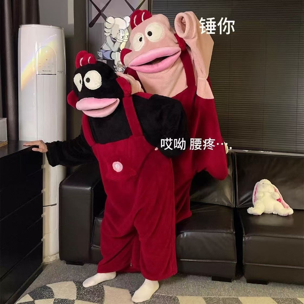 Cute Cartoon Funny Ugly Fish Hanton Couple Pajamas for Men and Women Winter Sand Sculpture Thickened Coral Fleece Home Clothes