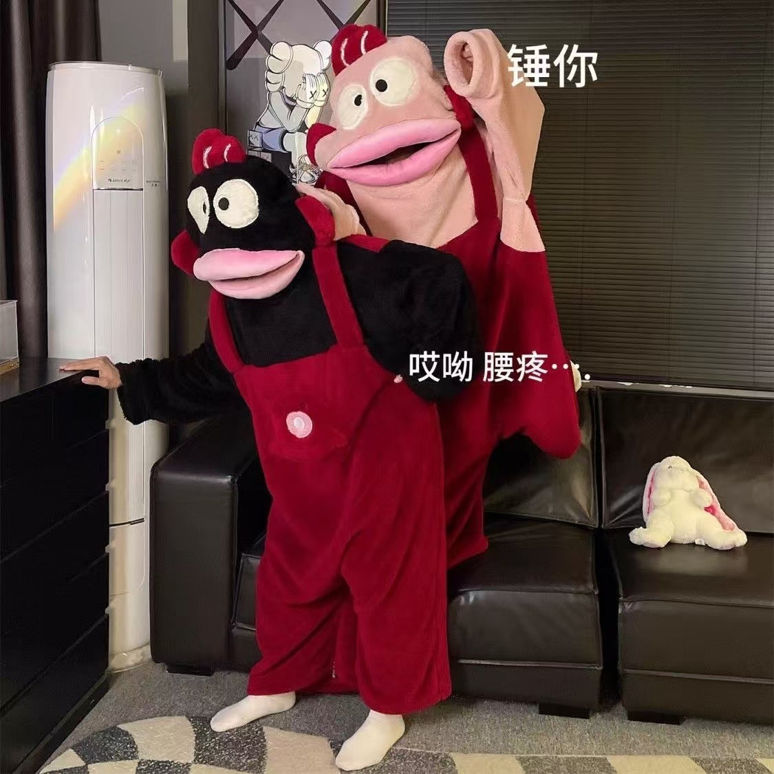 Cute Cartoon Funny Ugly Fish Hanton Couple Pajamas for Men and Women Winter Sand Sculpture Thickened Coral Fleece Home Clothes