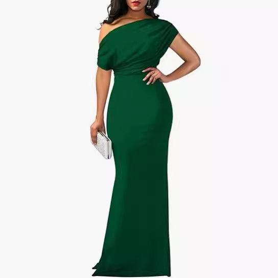 2024 Spring Women's Elegant Sleeveless Off-Shoulder Tight Long Formal Party Dress