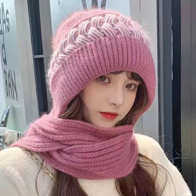 Hat Women's Autumn and Winter Velvet Scarf Ear Protection Warm Hat Outdoor Riding Hat Neck Protection Winter Hat Knitted Hat Wool Hat