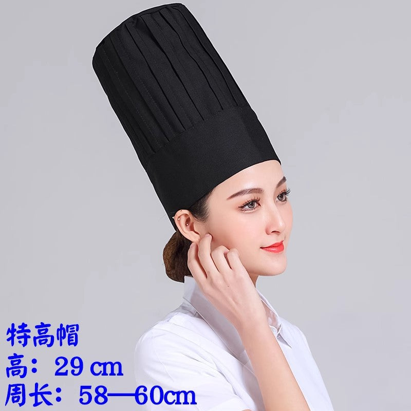 Extras High Chef Hat Men's Catering Work Hat White Mushroom Hat High Hat Special Oil Smoke-proof Cloth Hat for Hotel Kitchen