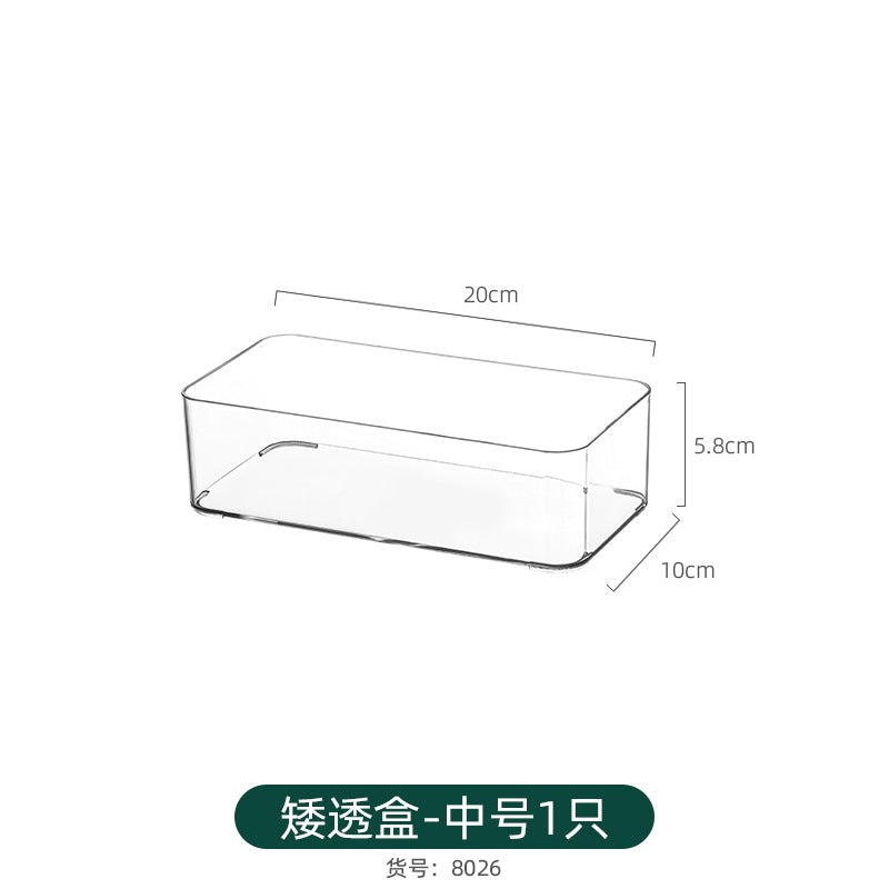 Desktop Storage Box Narrow Long Rectangular Acrylic Transparent Sundries Snack Drawer Divider Box Gap Storage Box